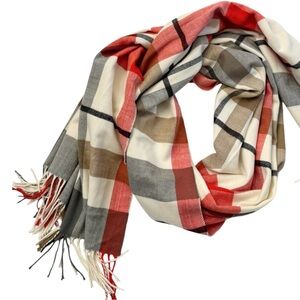 NWT Indigo Accessories Red Tan Oversized Scarf Wrap